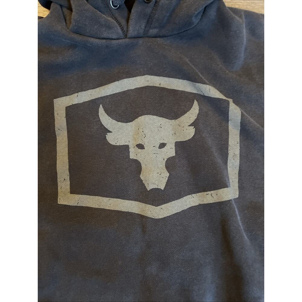Under Armour Sweatshirt Mens M Black Project Rock Hoodie Pullover Brahma Bull - Picture 4 of 9
